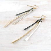 Image of sliver mixed metal trio dangle earring