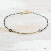 Image of sliver mixed metal simple ID bracelet