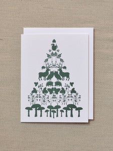 Image of Tree of Animals - Green Holiday card