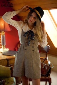 Image of 60s Inspired British Style Old School Tweed Pinafore