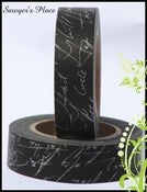 Image of Black & White Script Washi Tape - Japanese Masking Tape - Ophelia Insanity Script - 15mm x 15m