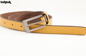 Image of Yellow 'Slim Jim' Leather Belt