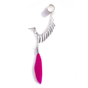 Image of Pink feather and teardrop ear cuff