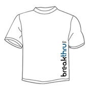 Image of Breakthrufm t-shirt with logo down the side