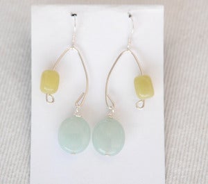 Image of Amazonite & Olive jade fish lure inspired earrings