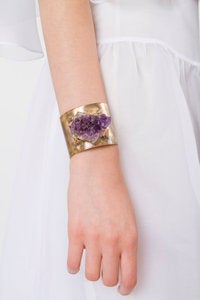 Image of Amethyst Cuff in Brass