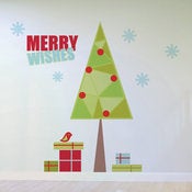 Image of Christmas Tree and Presents Wall Decal Sticker Removable and Reusable