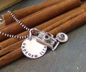 Image of Capture Life hand stamped sterling silver and gem stone phtography necklace