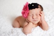 Image of Hot Pink and Black Vintage Lace & Chiffon Rosette Headband 