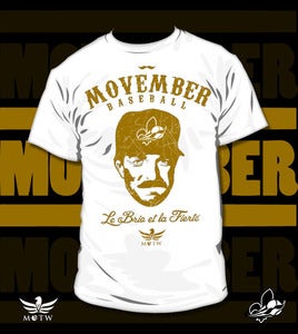 Image of Movember Baseball T-Shirt Mr. Baseball (Blanc)