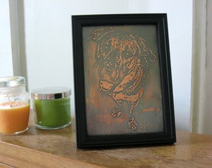 Image of Handmade Etched Copper Pet Portrait - 5"x7"