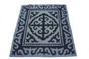 Image of 4'.9"*4'.9" shyrdak, dark blue and gray (26)