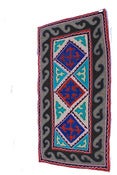 Image of 6'*3'.3" shyrdak, red, blue, turquoise, brown, gray (35)
