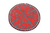 Image of 3.9 round shyrdak, red and blueish gray (44)