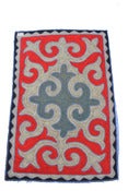 Image of 3'.6"*2'.5" shyrdak, turquoise, red and white (45b)