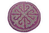 Image of 3'*9" round shyrdak, purple and gray (46)