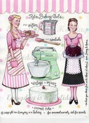 Image of "Retro Baking Gals" Full color sticker sheet