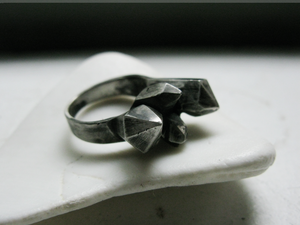 Image of crystal cluster sterling silver ring