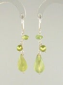 Image of Lime Chalcedony, Peridot, Freshwater Pearl, Sterling Earrings - One-of-a-Kind (F777)