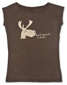 Image of 'Don't Say Boo to a Moose' on a Chocolate Brown Bamboo Raglan T-Shirt