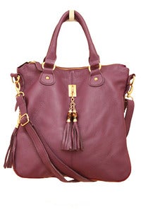 Image of Purple Leather Tassel Satchel 