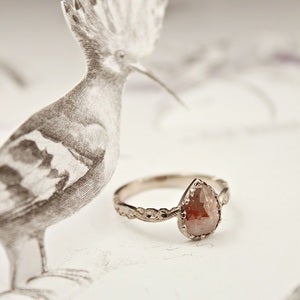 Image of opaque diamond 'tear drop' ring (SOLD)