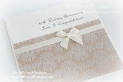 Image of romance with cream bow wedding anniversary card 40th 50th 60th