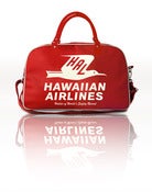 Image of HAWAIIAN AIRLINES OVERNIGHT HOLDALL RED FAUX LEATHER