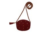 Image of Cranberry Suede Studded Mini Bag