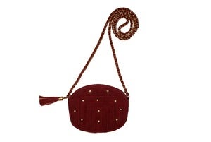 Image of Cranberry Suede Studded Mini Bag