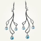 Image of Hama Rikyu Earrings with Blue Topaz, Sterling Silver