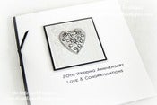 Image of metal heart wedding anniversary card 20th 25th 30th