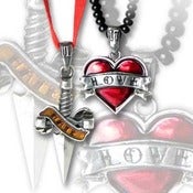 Image of Love / Hate Tattoo Pendant Necklace