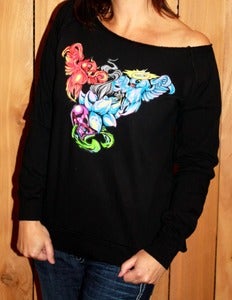 Image of Angel/Devil Birds - Off Shoulder Sweatshirt by CleanWear