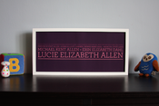 Image of 4 Generation Lineage Family Tree | 19¾"x9" with serif typeface