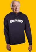 Image of Orchard Hooded Sweatshirt - Text Logo - Navy
