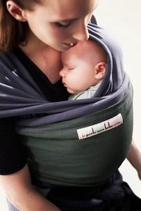 Image of Je Porte Mon Bebe Stretchy Wrap - Violet/Grey Green