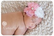 Image of Pink and White Vintage Lace & Chiffon Rosette Headband