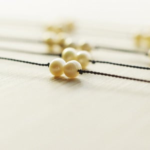 Image of DUO Pearl & Silk Long Station Necklace