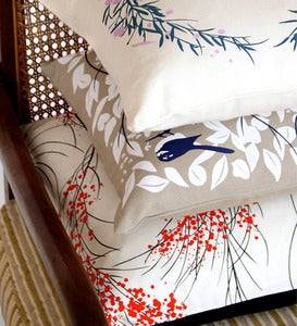 Image of Cushion Large 'Red-backed Wren & Wattle Cushion'