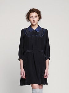 Image of Foulard Collar Silk Dress<br>- Was £249 -