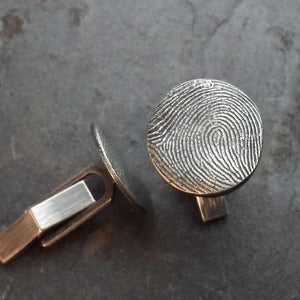 Image of Fingerprint Cufflinks in Fine and Sterling Silver (Style#801)