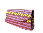 Image of Purple & Gold Stripe Clutch