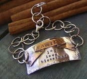 Image of Family Banner  Hand stamped personalized Id style Sterling silver soldered faimly bracelet 