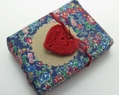 Image of Love Heart Gift Tags - Red Crochet Hearts - on Kraft Card - 5