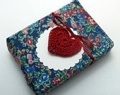 Image of Love Heart Gift Tags - Red Crochet Hearts - on White Card - 5