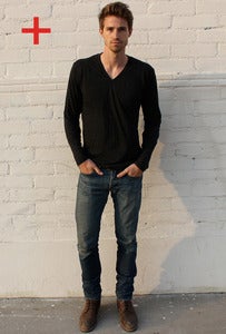 Image of ECO BLACK MATTE LONG V NECK + RELIEF