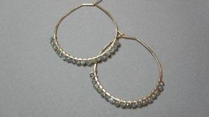 Image of Elysium Jewelry hoop earrings with labradorite