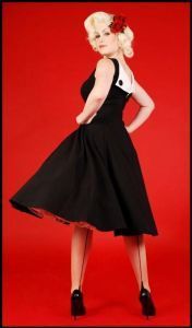 Image of SPECIAL OCASSION DRESS - BLACK/CONTRAST WHITE COLLAR