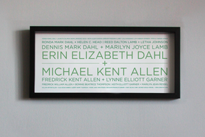 Image of 4 Generation Lineage+ Family Tree | 19¾"x9" with sans serif typeface